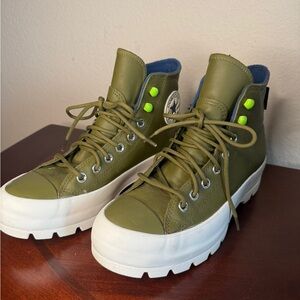 Olive High-Top Sneakers with White Soles